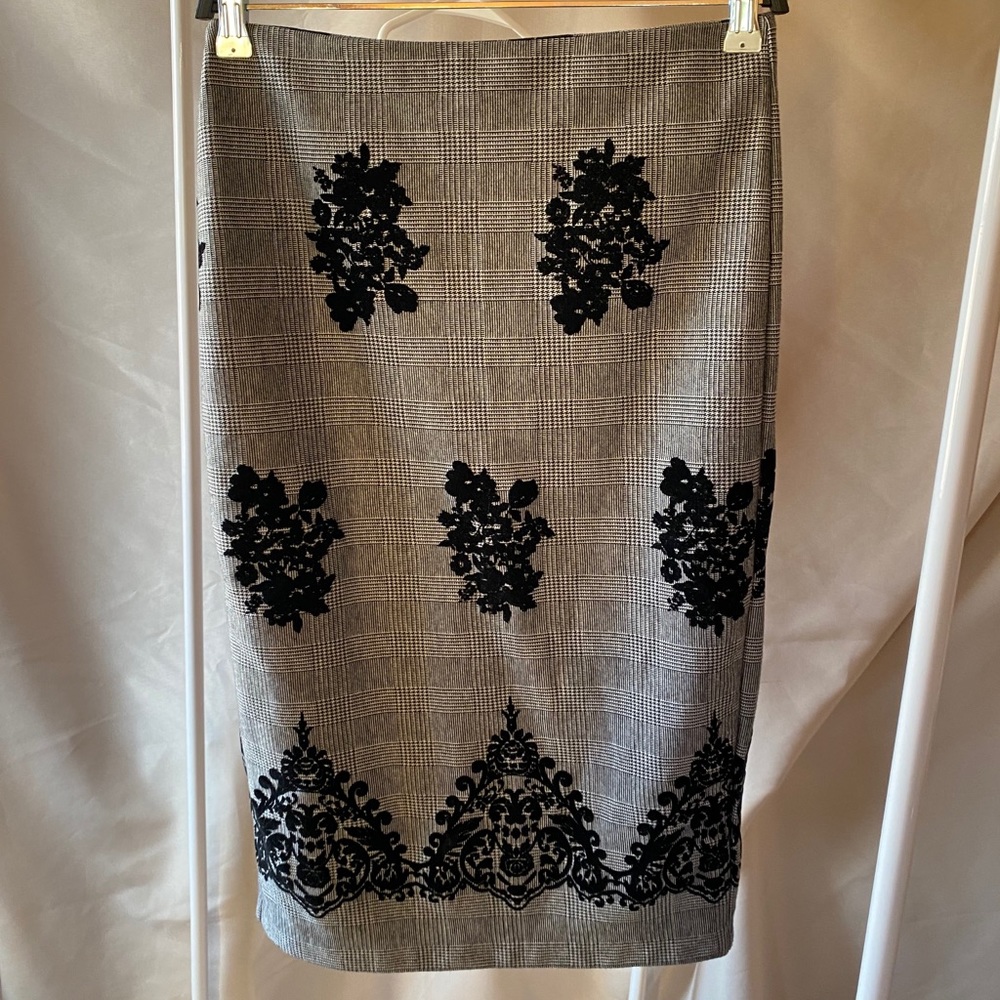 Black and grey midi skirt